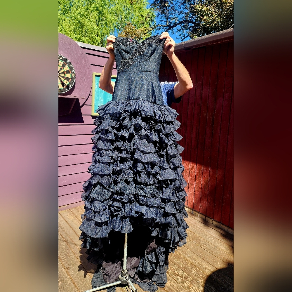 Elegant Black Ruffled Gown